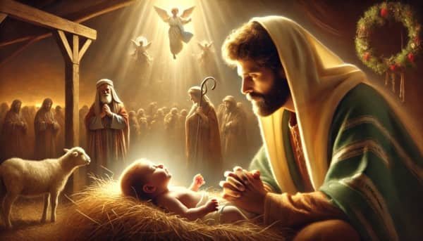 Segundo domingo a San José: Presentación del Niño Jesús en el templo. San José y la Virgen María lo ofrecen a Dios mientras el sacerdote lo bendice.