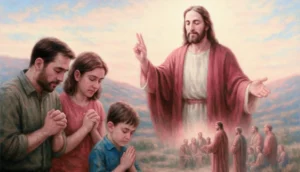 Ilustración de la semilla 21. Jesús bendice a una familia